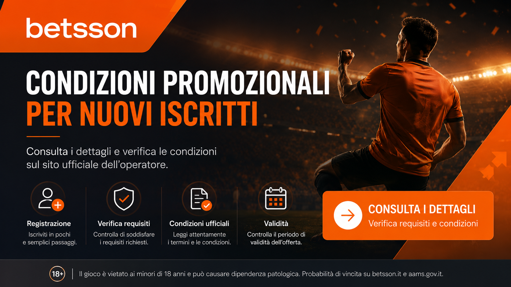 Banner informativo Betsson per nuovi iscritti